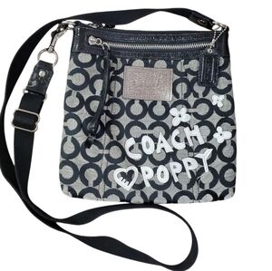 Coach Poppy Hipster Crossbody Black and Gray Rare